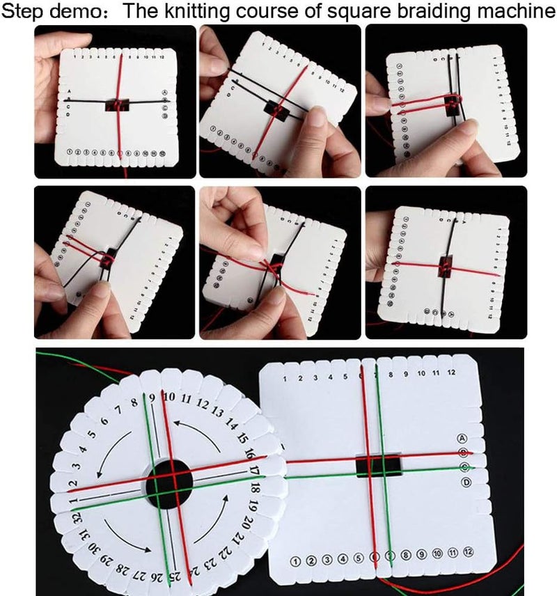 Comidox 4Pcs Kumihimo Disk Braiding Wheel Lightweight & Convenient Friendship Bracelet Disc Square & Round Kumihimo Supplies for Beading & Bracelet Weaving Kit DIY - Image 3